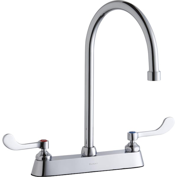 Elkay Elkay 8" Centers Faucet 8" Gooseneck Spout 4" Wristblade Hdls Ch LK810GN08T4 - main